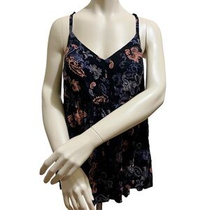 Torrid Black Paisley Challis Babydoll Sleeveless Cami Tank Top ~ Size 00 M/L